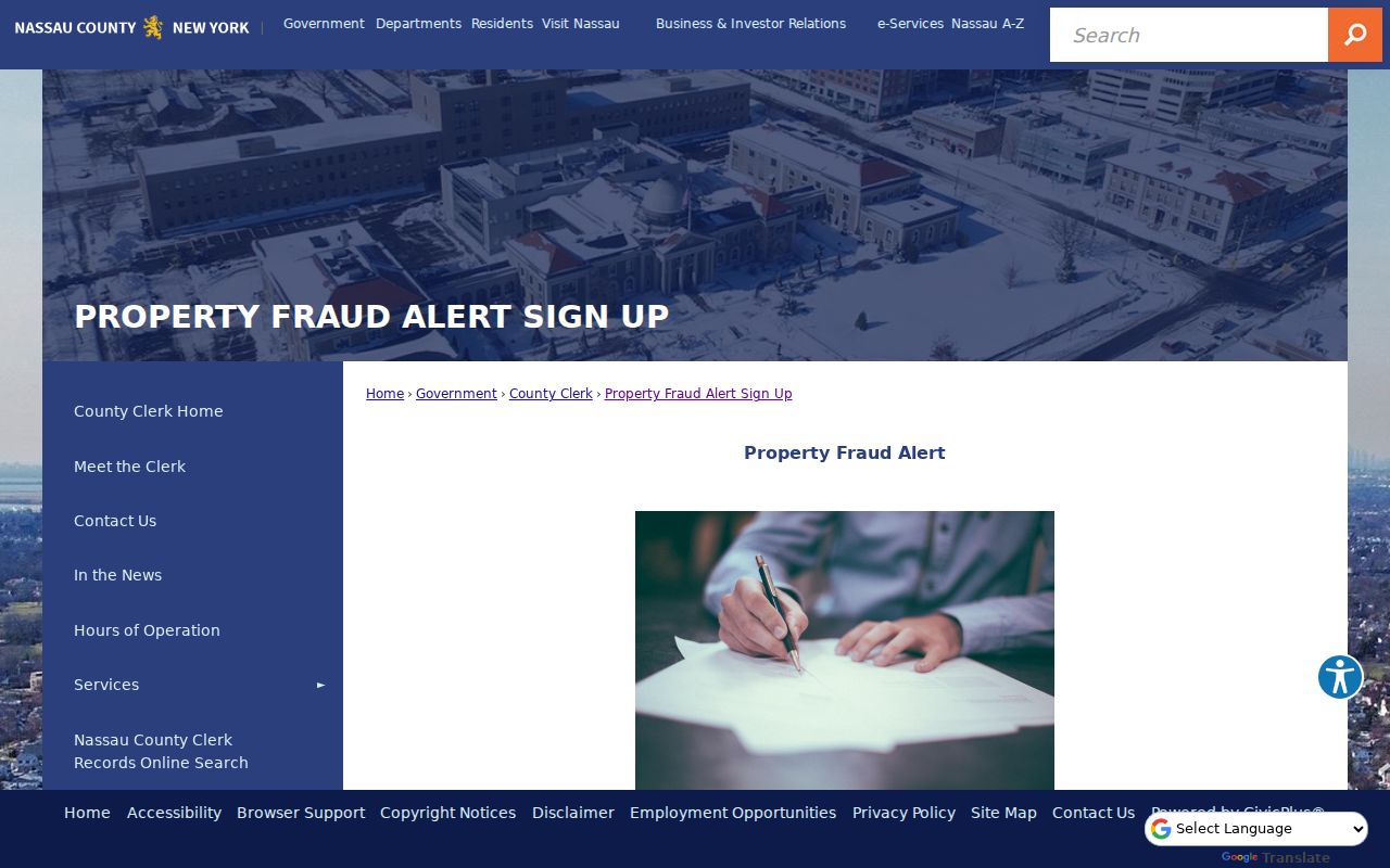 Long Beach residents directory Nassau property fraud alert enrollment